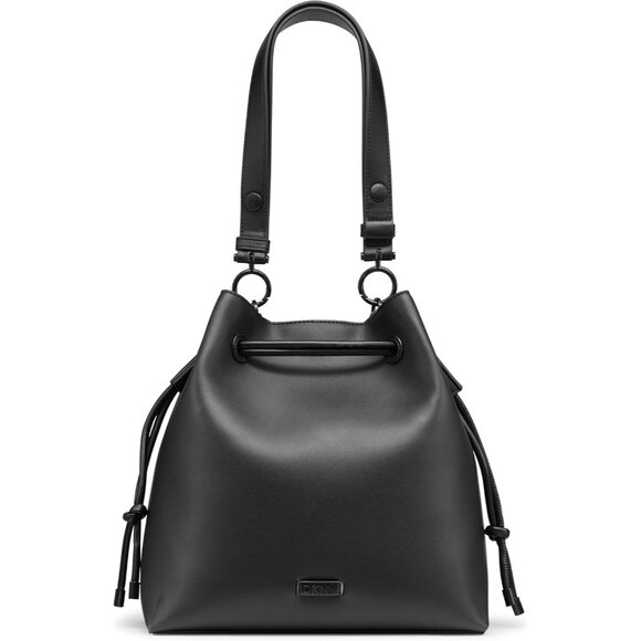 Women's Black Leather Teigan Bucket Handbag OS Casual Crossbody